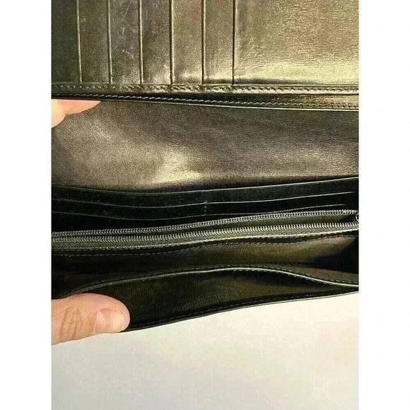GUCCI Black Leather‎ Long Folded Wallet With Button Closure. Vintage, Classic - Picture 14 of 16